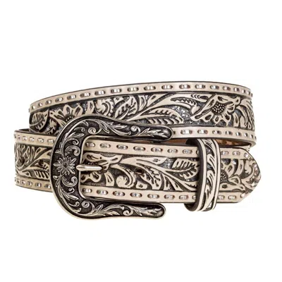 Ariat Women's Leather Belt In White In Multi