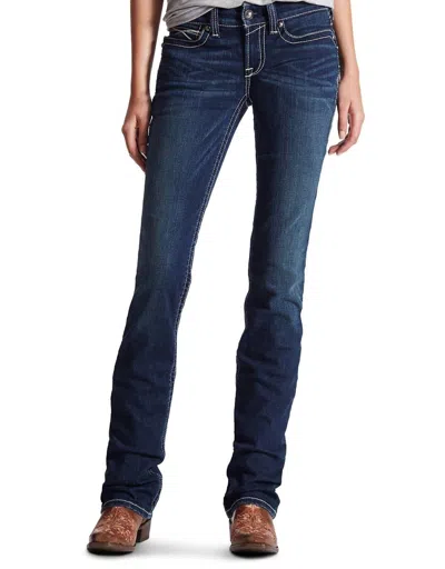 Ariat Mid Rise Slim Stackable Straight Leg Jeans X Long In Dark Blue