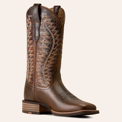 Ariat Women's Monte Vista Chocolate Crocodile Print Wide Square Toe Cowboy Boots In Burgundy