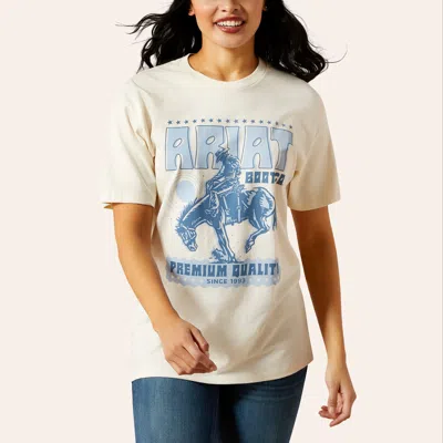 Ariat Women's Natural & Baby Blue Retro Logo Poster T-shirt In Neutral