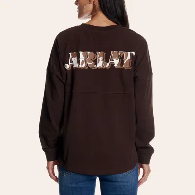 Ariat Women's Oversized Dark Chocolate Logo T-shirt In Brown