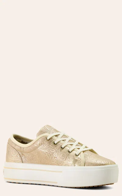 Ariat Women's Pearl Floral Emboss Skylar Round Toe Casual Shoes In Gold