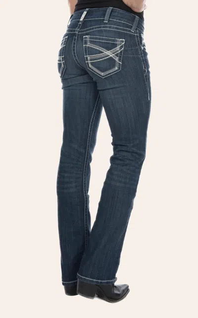 Ariat Women's Real Ivy Dresden Dark Wash Mid Rise Straight Leg Stretch Jean In Blue
