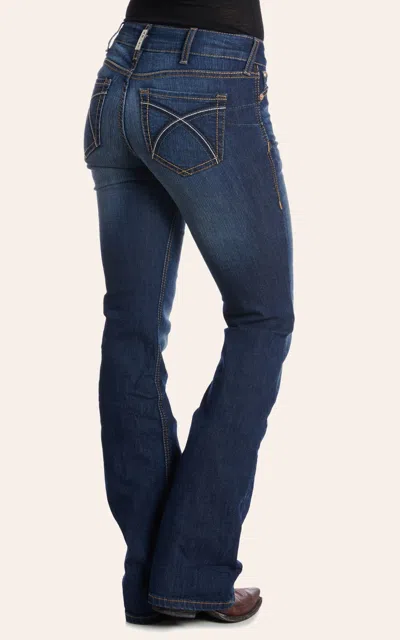 Ariat Women's Real Rosa Dark Wash Relax Fit Boot Cut Jeans In Blue