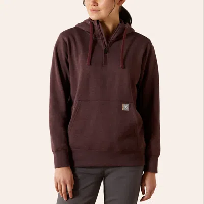 Ariat Women's Rebar Skill Set Half Zip Fudge Heather Hoodie In Red