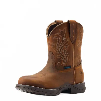 Ariat Women's Round Toe Shortie Waterproof Western Boot In Glazed Brown