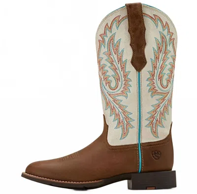Ariat Women's Round Toe Stretchfit Cowgirl Boot In Sandstorm/ivory In Brown