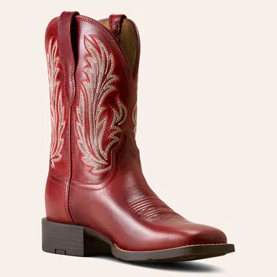 Ariat Women's Round Up Filly Red Wide Square Toe Cowboy Boots