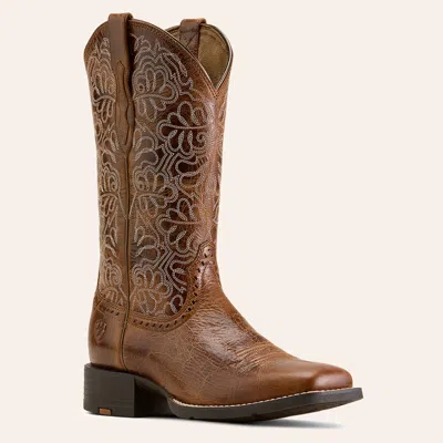 Ariat Women's Round Up Remuda Aged Tan Wide Square Toe Cowboy Boots In Brown