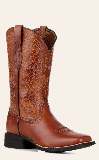 Ariat Women's Round Up Remuda Brown Wide Square Toe Cowboy Boots