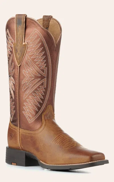 Ariat Women's Round Up Ruidoso Bronze And Burnished Chestnut Square Toe Cowboy Boots In Brown