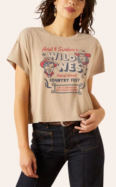 Ariat Women's Sendero Tan Wild West Country Fest Graphic T-shirt In Brown