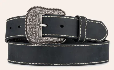 Ariat Women's Solid Black With Heavy Stitch Western Belt