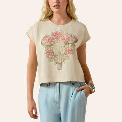 Ariat Women's Summer Sand Vintage Steer Skull Graphic Cropped T-shirt In Neutral