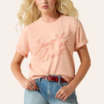 Ariat Women's Tropical Peach Cowgirl At Heart Graphic T-shirt In Pink