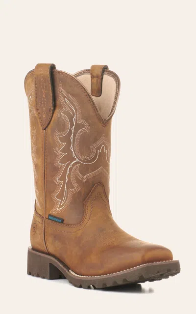 Ariat Women's Unbridled Rancher Oily Distressed Brown Waterproof Wide Square Toe Cowboy Boots