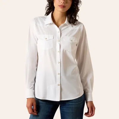 Ariat Women's Venttek White Long Sleeve Pearl Snap Western Shirt