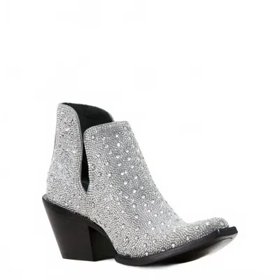 ARIAT WOMEN'S WESTERN DIXON GLITZ & BLING X TOE BOOTIE IN SILVER