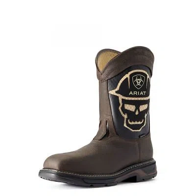 Pre-owned Ariat Work Men's 10" Workhog Xt Venttek Bold Carbon Toe Work Boot Iron Coffee -
