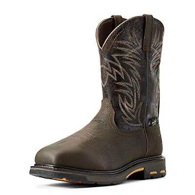 Pre-owned Ariat Work Men's 11" Workhog Wide Square Toe Composite Toe Internal Metatarsal In Brown