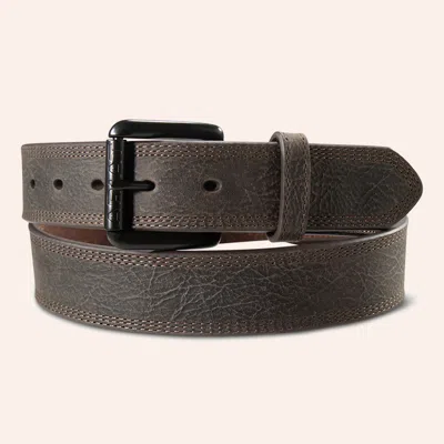 Ariat Work Men's Dark Brown Triple Stitched Belt In White
