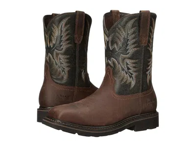 Ariat Work Sierra Wide Square Toe Steel Toe Men's Work Boots Dark Brown/pine Green: 8 D - Medium