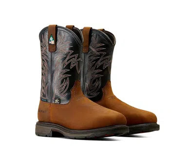Ariat Workhog Metguard Csa Waterproof Composite Toe Work Boots Cowboy Boots Dark Copper : 9 Ee - Wide, Lea In Brown