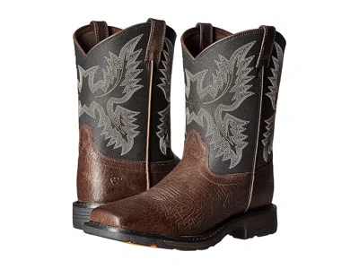 Ariat Workhog Wide Square Toe (toddler/little Kid/big Kid) Cowboy Boots Bruin Brown/black : 6 Big Kid M, F