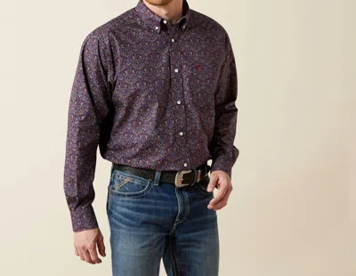 Ariat Wrinkle Free Brendan Long Sleeve Shirt In Blue In Gray