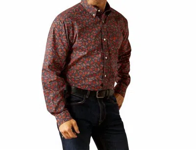 Ariat Wrinkle Free Iman Classic Fit Shirt In Navy/red In Multi