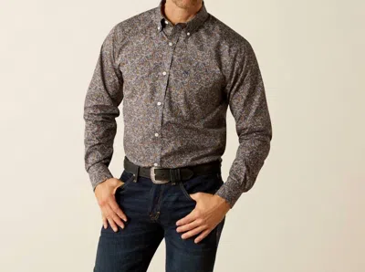 Ariat Wrinkle Free Immanuel Fitted Shirt In Navy In Blue