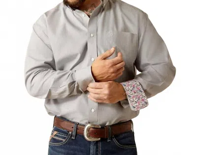 Ariat Wrinkle Free Solid Pinpoint Oxford Shirt In Mist Grey In Gray