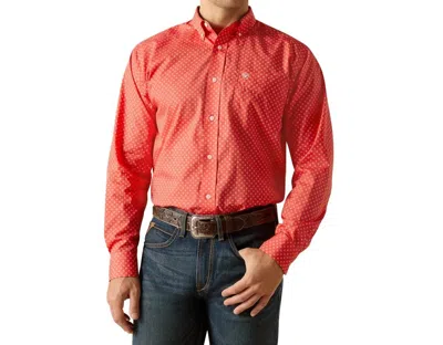 Ariat Wrinkle Free Wilkie Classic Fit Shirt In Cayenne In Red