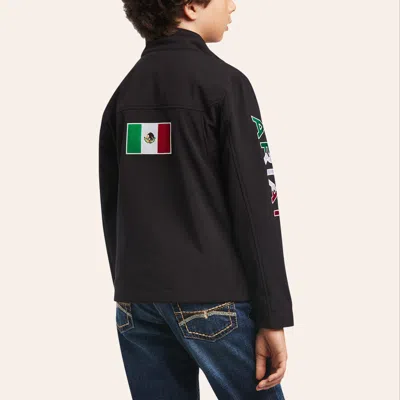 Ariat Youth Black With Mexico Flag Logo Team Softshell Jacket