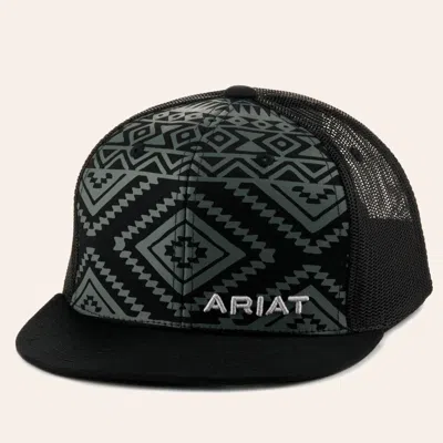 Ariat Youth Charcoal Aztec On Black Logo Cap