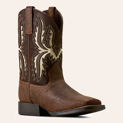 Ariat Youth Driftwood Chocolate Wide Square Toe Cowboy Boots In Brown