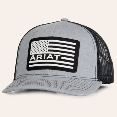 Ariat Youth Gray & Black American Flag Logo Patch Mesh Cap