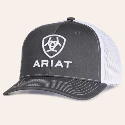 Ariat Kids' Youth Gray & White Embroidered Logo Curved Bill Cap