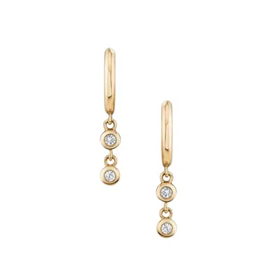 Ariel Gordon Jewelry Double Diamond Raindrop Huggies Earring In 14k Yellow Gold,diamond
