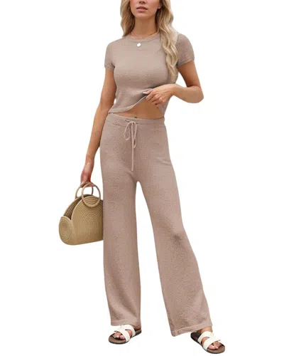 Ariel Tesoro 2pc Top & Pant Set In Neutral