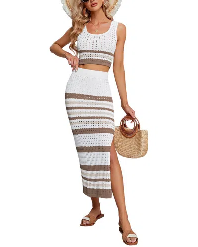 Ariel Tesoro 2pc Top & Skirt Set In White
