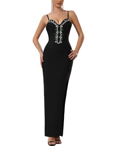Ariel Tesoro Embellished Midi Dress In Black