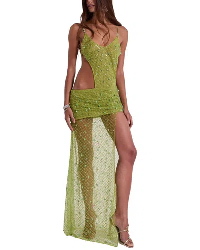Ariel Tesoro Embellished Mini Dress In Green