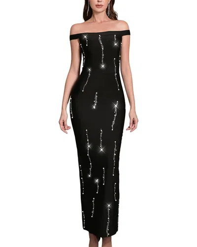 Ariel Tesoro Embellished Off-the-shoulder Maxi Dress In Black