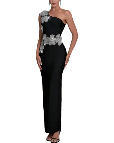 Ariel Tesoro Embellished One-shoulder Maxi Dress In Black