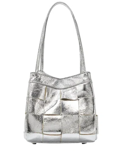 Ariel Tesoro Leather Shoulder Bag In Silver
