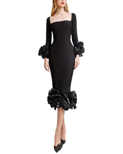 Ariel Tesoro Midi Dress In Black