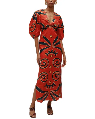 Ariel Tesoro Midi Dress In Red