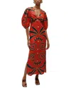 Ariel Tesoro Midi Dress In Red