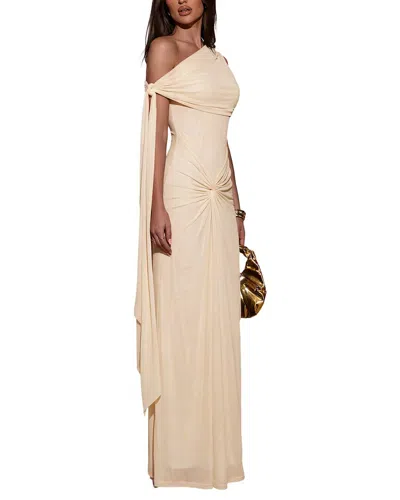 Ariel Tesoro One-shoulder Maxi Dress In Neutral